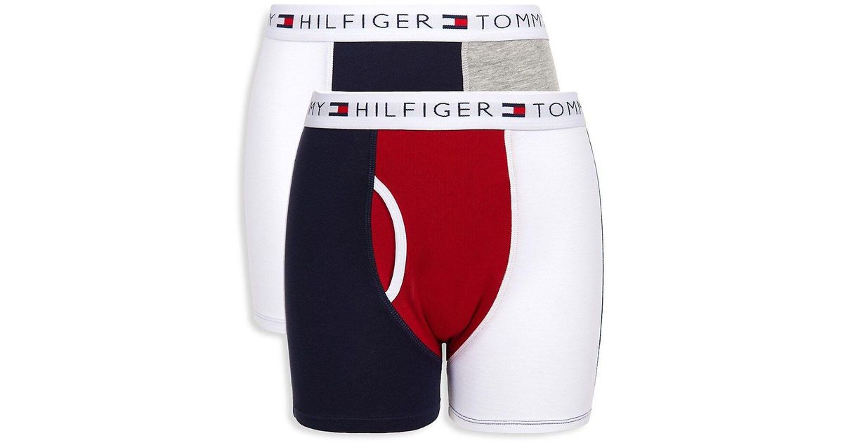 Tommy Hilfiger Boy's 2-pack Colorblock Boxer Briefs in Red for Men | Lyst