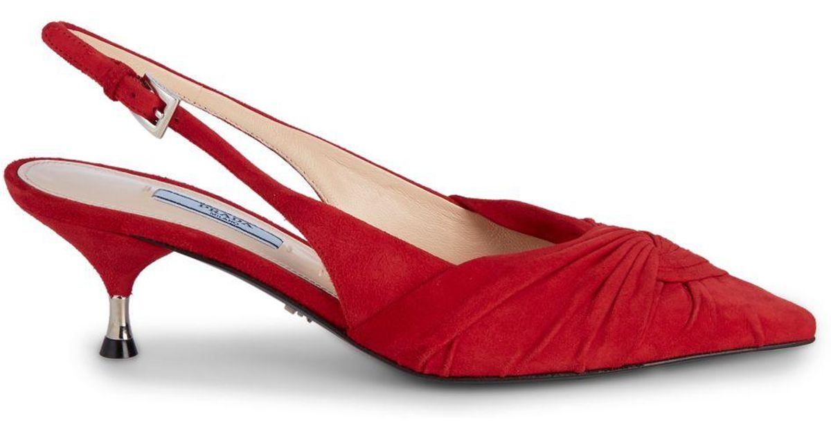 red kitten heel slingback shoes