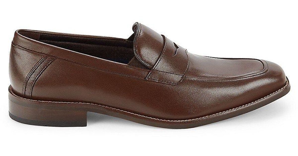 Johnston & Murphy Archer Leather Penny Loafers in Brown for Men | Lyst