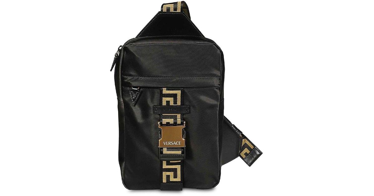 Versace Greca Single Strap Backpack in Black for Men Lyst