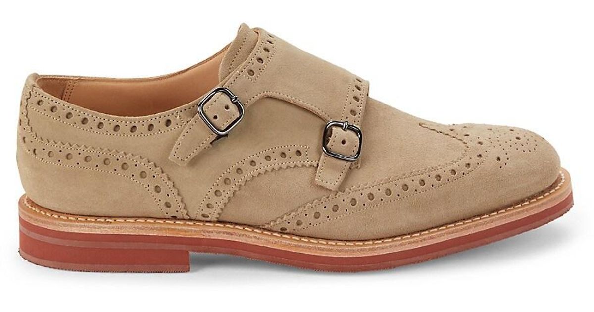 Church's Brown Kelby Suede Double Monk Strap Shoes for men