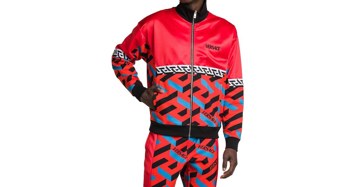 Versace Monogram Track Jacket in Red for Men Lyst