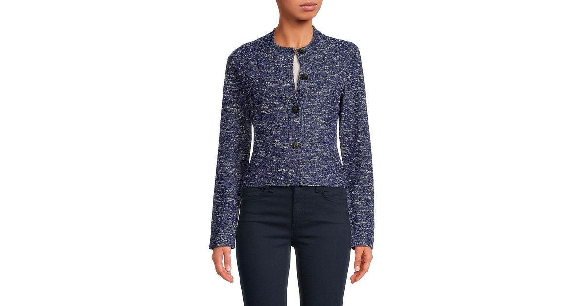 Rag & Bone Marisa Textured Cropped Jacket in Blue | Lyst