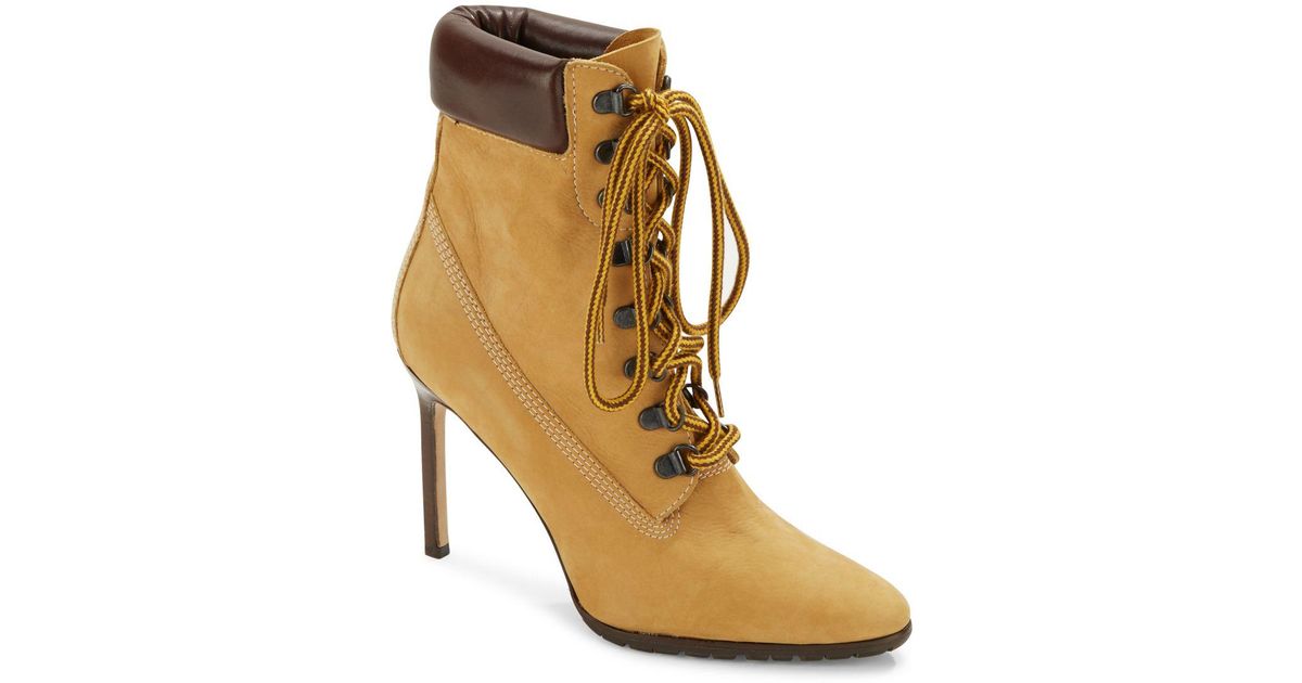 Manolo Blahnik Oklamod Suede Cuffed Timberland Booties in Natural | Lyst