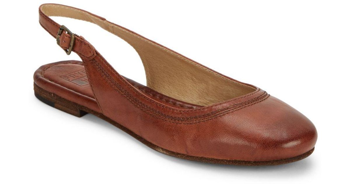 cognac leather flats