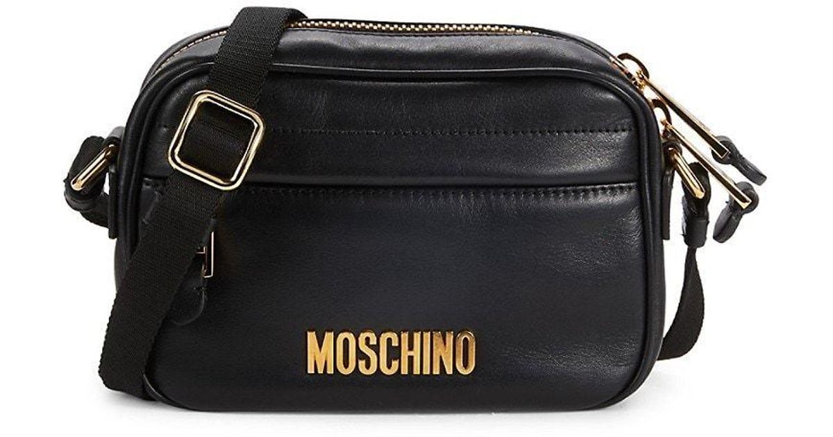 Moschino Logo Leather Messenger Bag in Black for Men Lyst