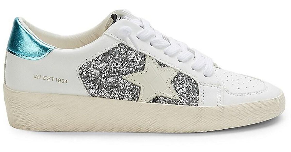 Vintage Havana Star Glitter Leather Sneakers in White Silver (White) | Lyst