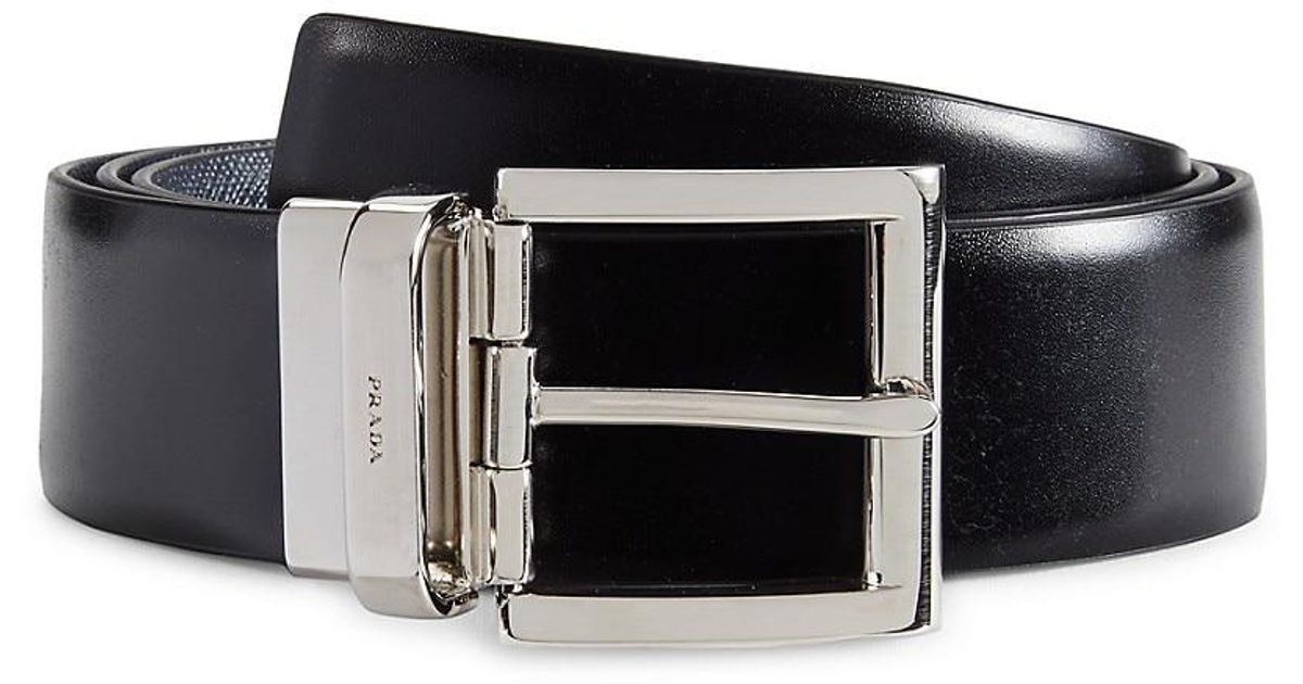 Prada Cinture Leather Belt in Black for Men | Lyst