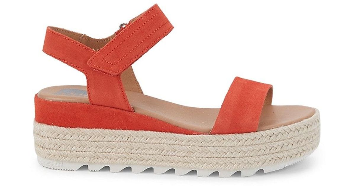 Sorel Cameron Suede Platform Sandals in Metallic - Lyst