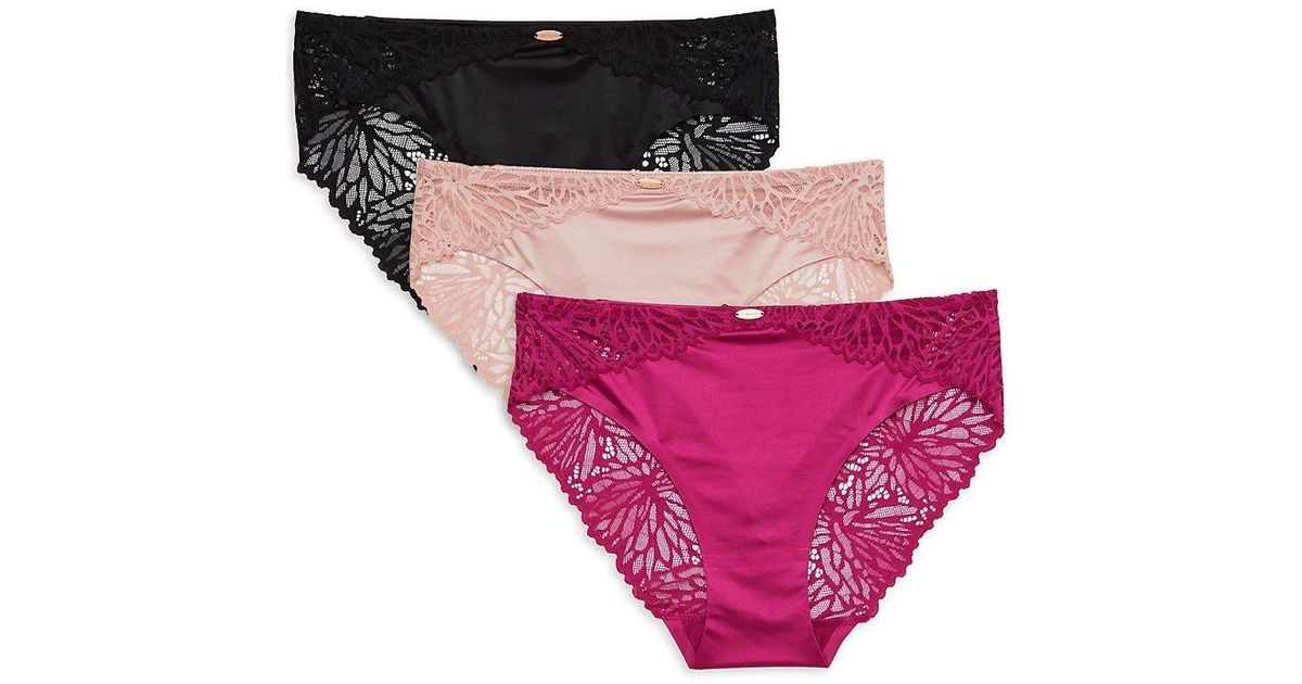 BCBGMAXAZRIA Bcbgmaxazria 3pack Lace Bikini Panties in Pink Lyst