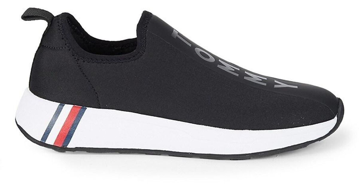 Tommy Hilfiger Synthetic Arizel Logo Slipon Sneakers in Black Lyst