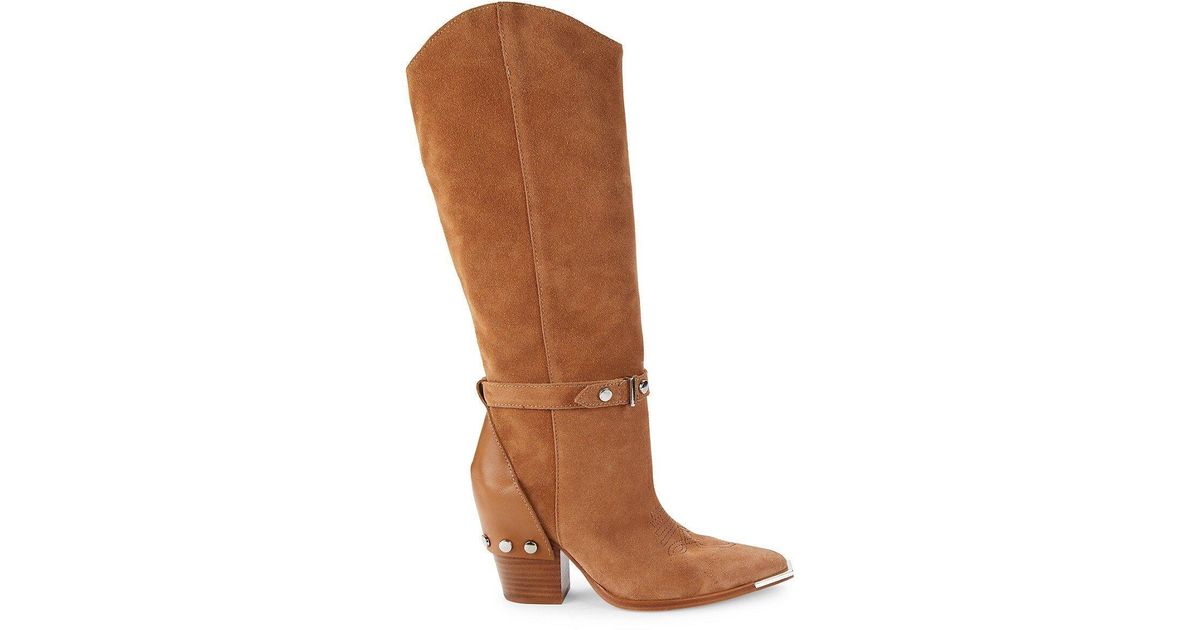 SCHUTZ SHOES Rianne Suede Knee High Boots in Brown | Lyst