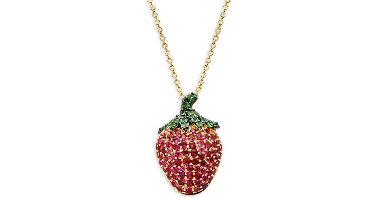 Louis Vuitton LV Fruits Strawberry Pendant Gold/Red in Gold Metal - US