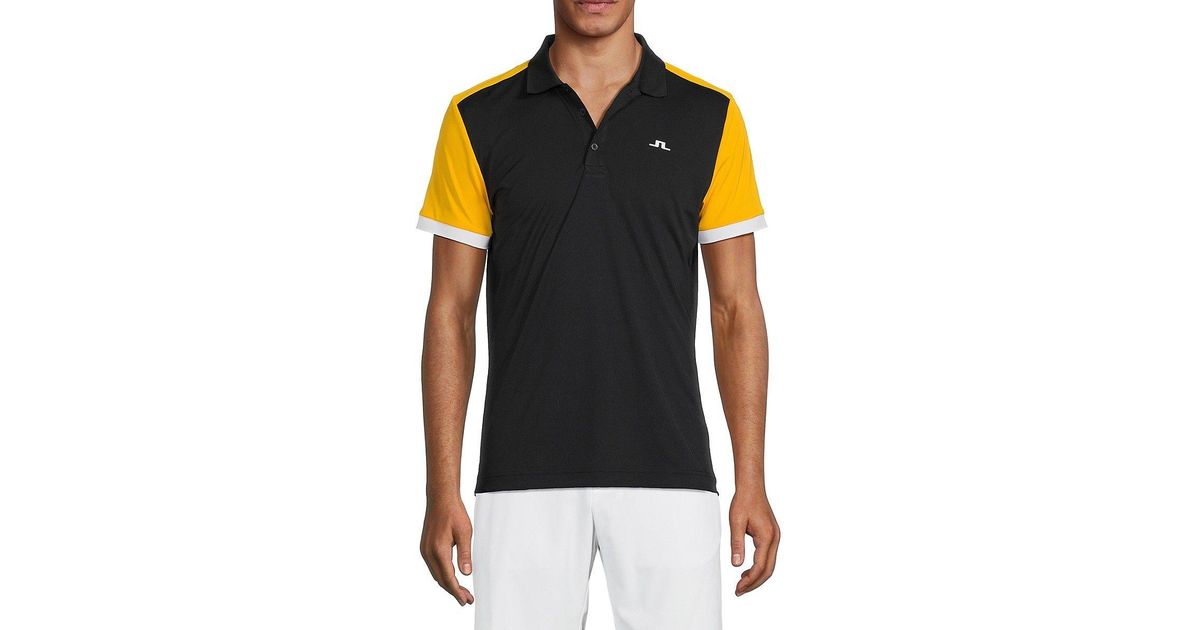 J.Lindeberg Roy Slim Fit Colorblock Golf Polo in Black for Men Lyst