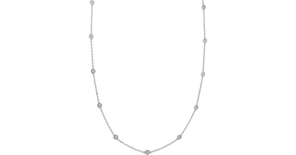 Effy ENY Sterling Silver & 0.24 Tcw Diamond Station Necklace in White ...