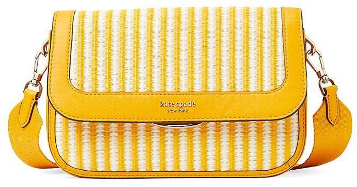 Kate Spade Medium Buddie Striped Straw Shoulder Bag in Yellow Lyst