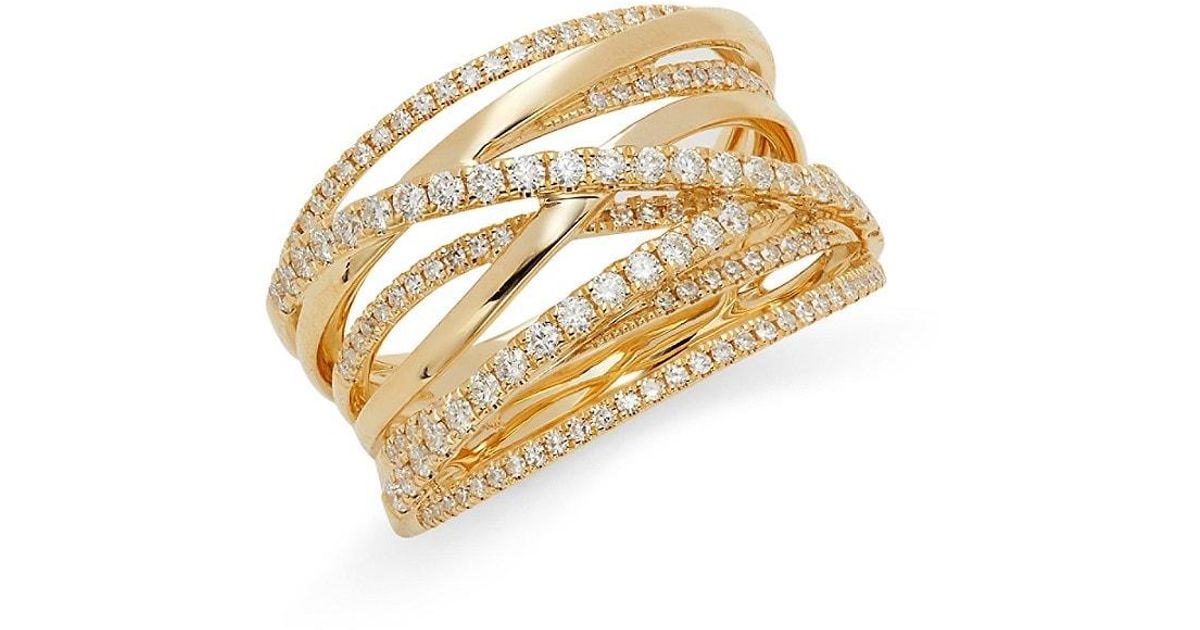 Saks Fifth Avenue 14k Yellow Gold & 0.62 Tcw Diamond Ring in Metallic ...