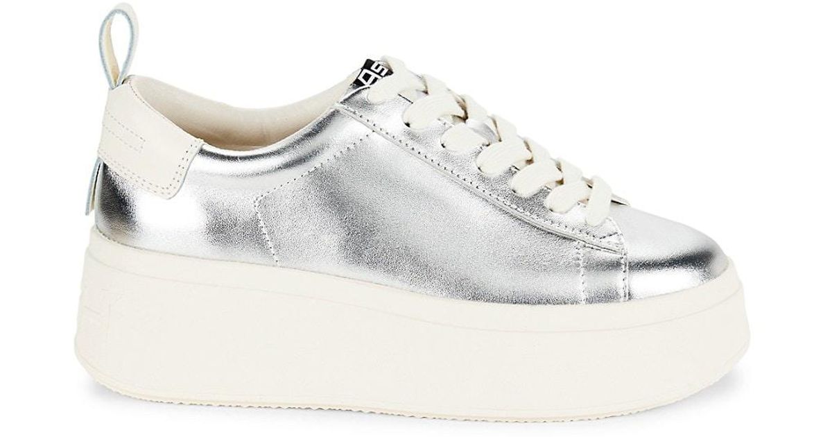 Ash As Move Metallic Leather Platform Sneakers in White Lyst UK
