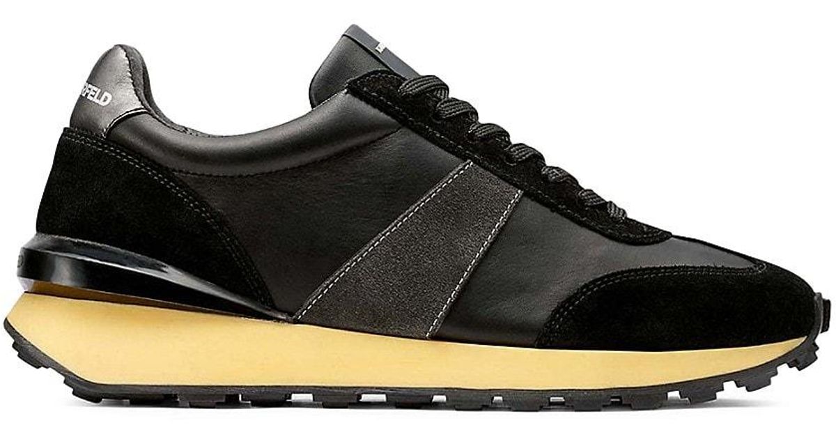 Karl Lagerfeld Leather & Suede Running Shoes in Black Lyst