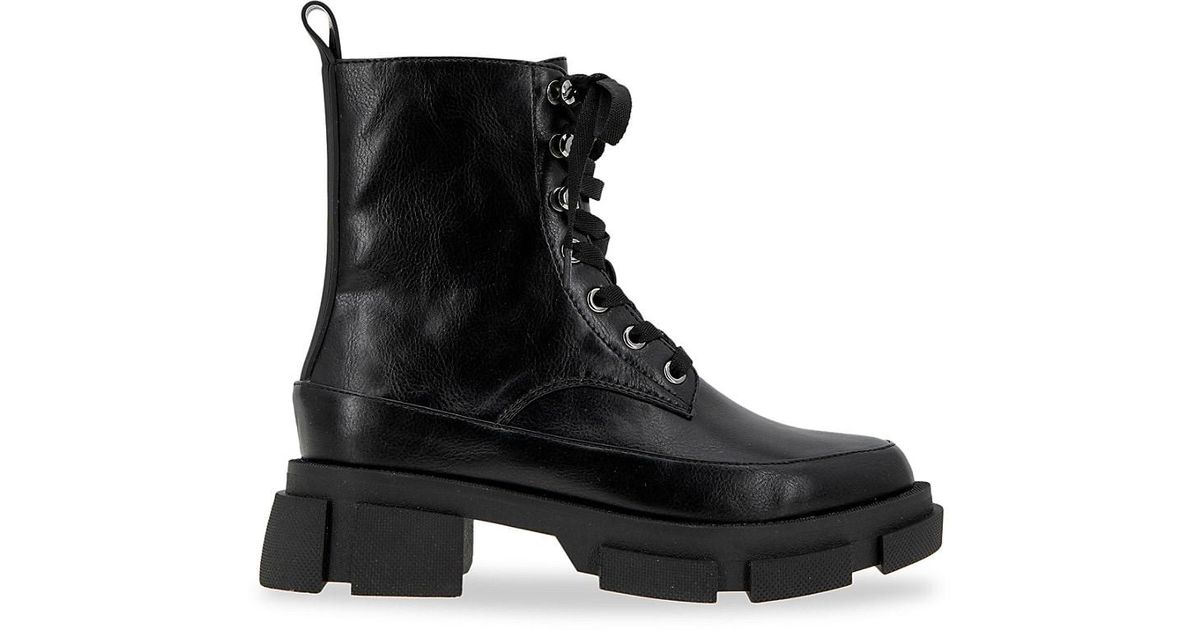 faux leather combat boots