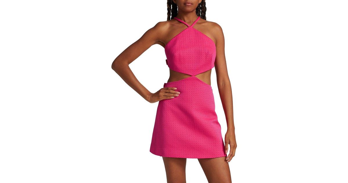 Alexis Chella Bow Embellished Tweed Minidress in Pink | Lyst