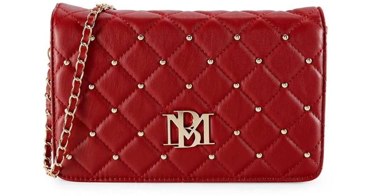Badgley Mischka Studded Diamond-quilted Crossbody Bag in Brick Red (Red ...