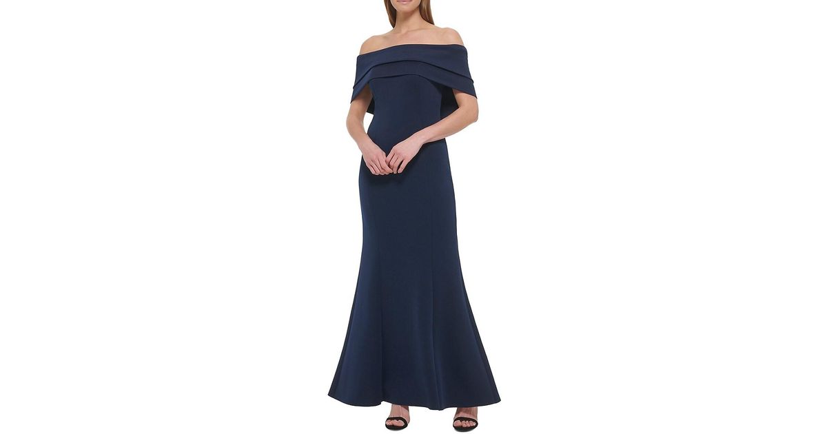 Vince Camuto Blue Gown Formal Gown Vince Camuto Ruffle Sleeve Dress Navy Blue  Dress Vince