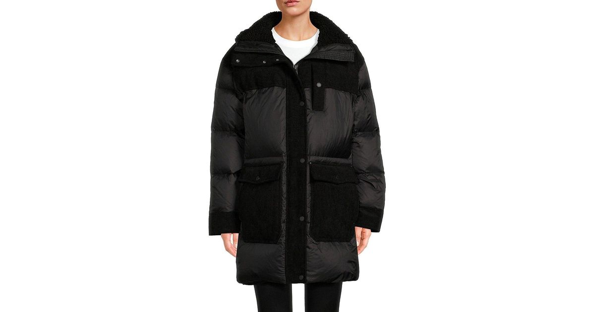 Moose Knuckles Murdock Faux Fur Trim Longline Down Jacket in Black Lyst