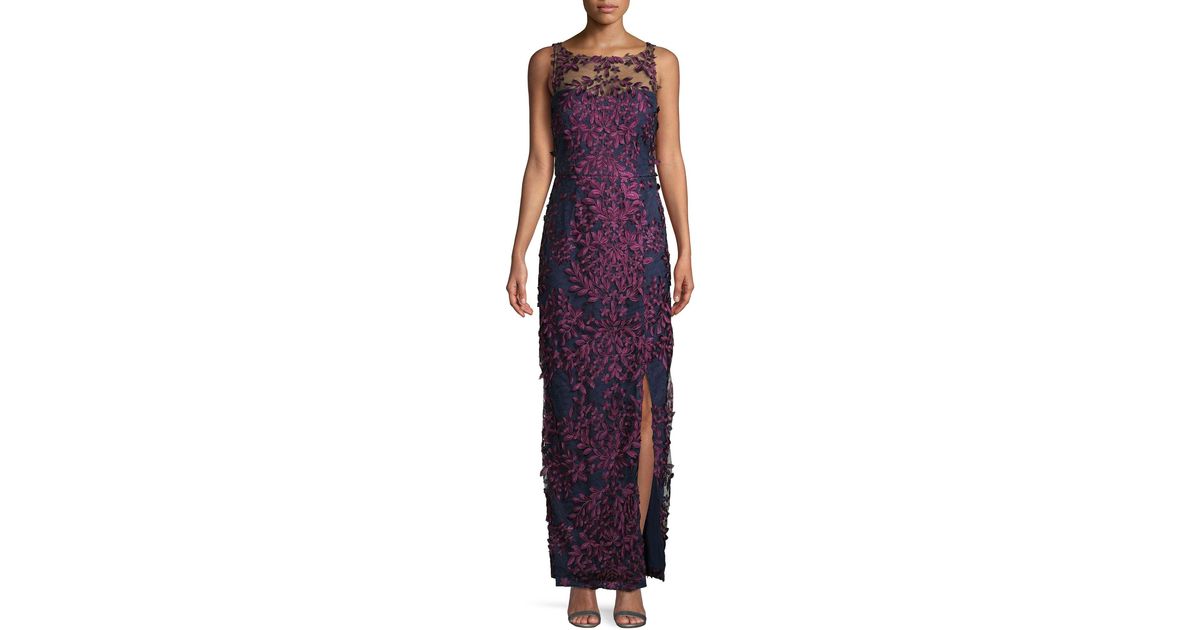js collections leaf embroidered gown