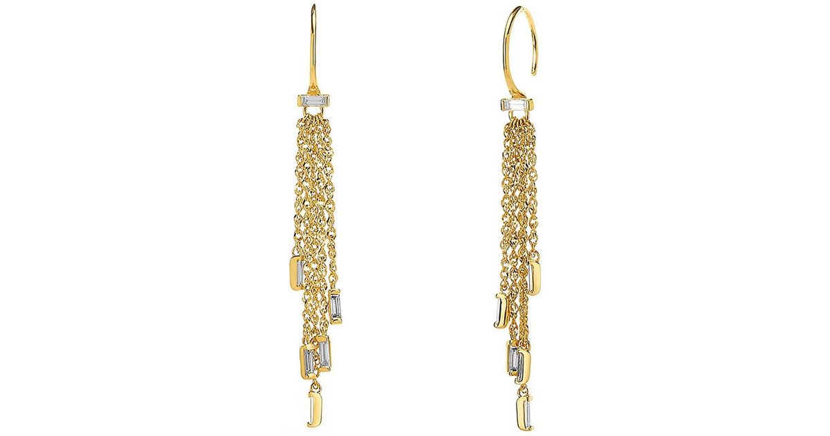 Adriana Orsini Goldtone & Diamond Fringe Drop Earrings in White | Lyst