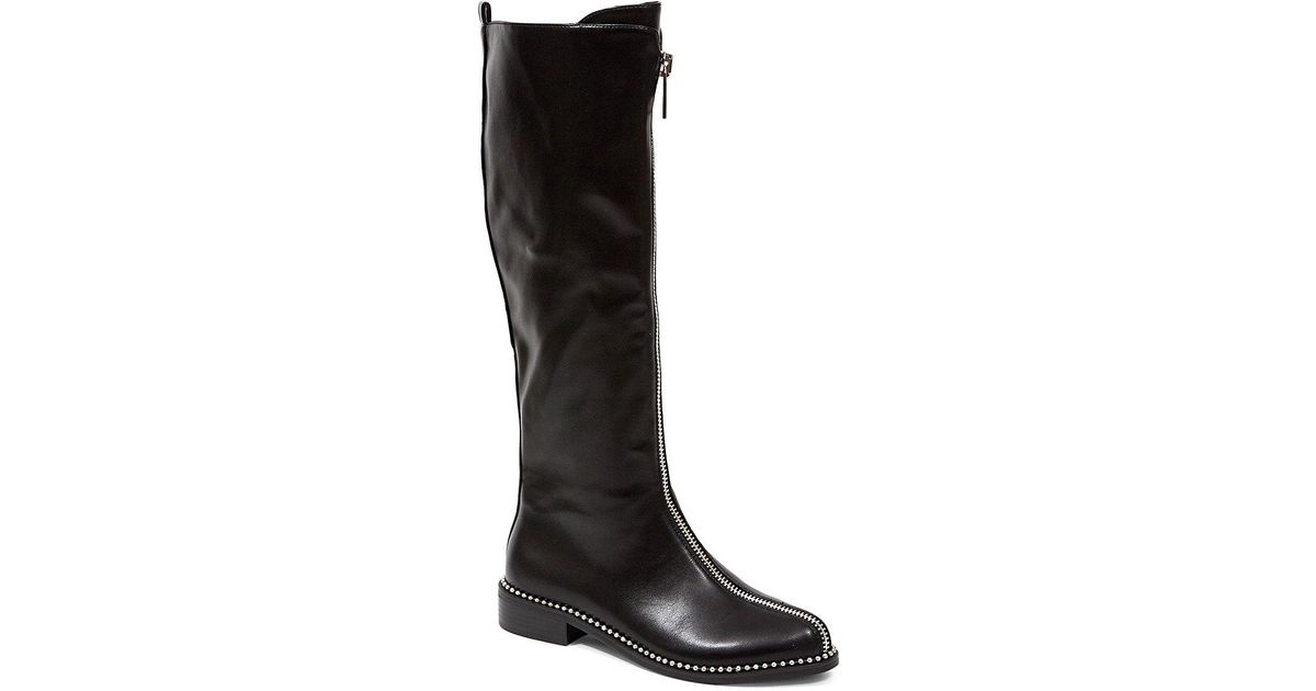 Ninety Union Zippy Studded Faux Leather Tall Boots in Black | Lyst