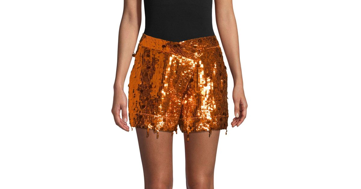 orange sequin shorts
