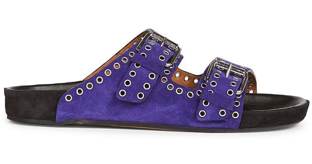 isabel marant lennyo grommet suede slides