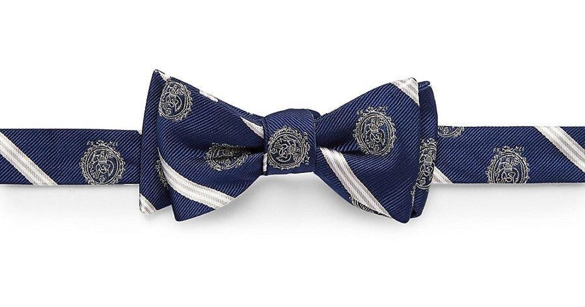 Brooks Brothers Striped Crest Silk Bow Tie in Blue for Men Lyst