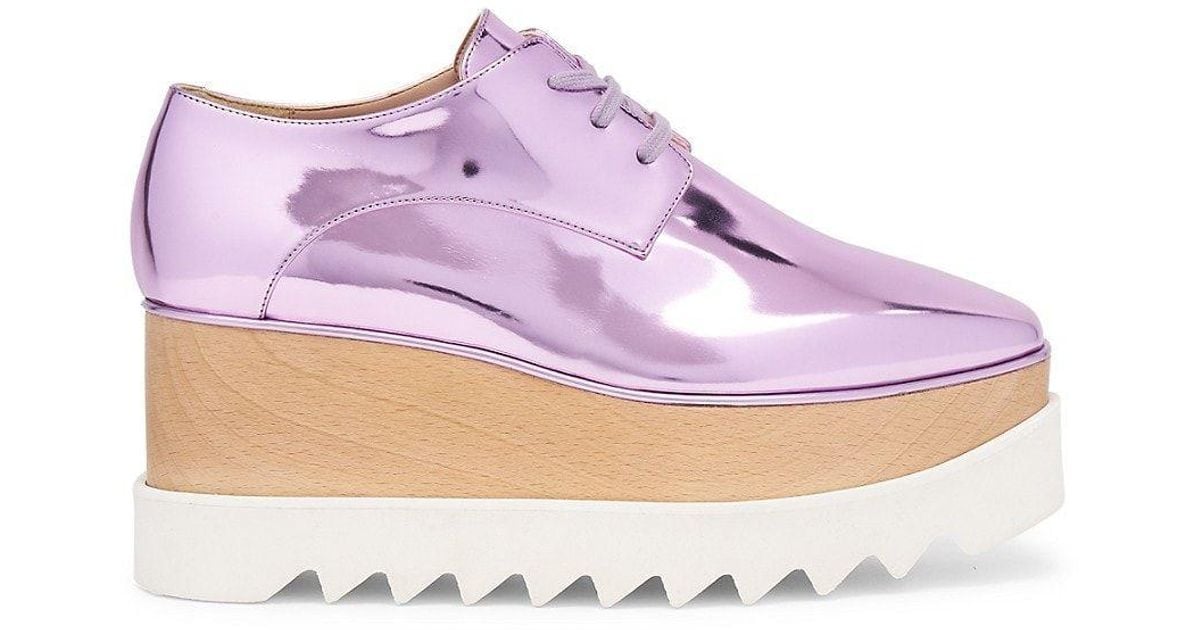 Stella McCartney Elyse Mirror Faux Leather Platform Sneakers in Pink | Lyst