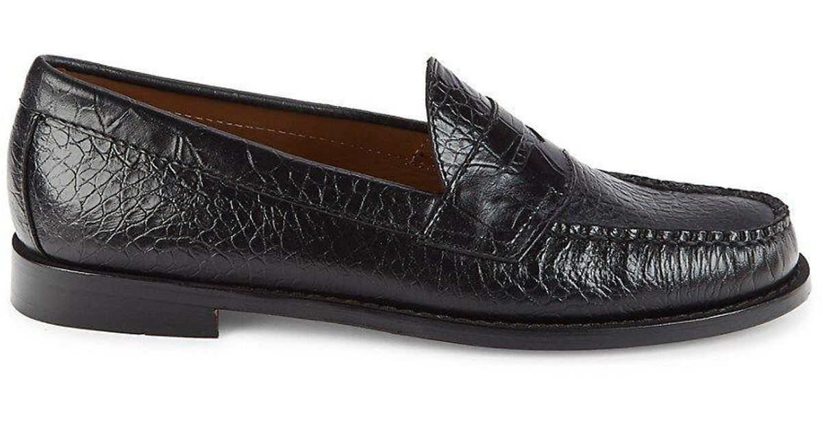 G.H. Bass & Co. Logan Croc Embossed Leather Loafers in Brown for Men | Lyst