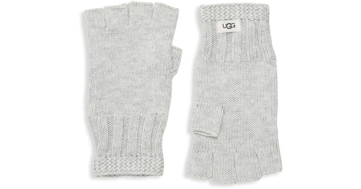 Ugg Synthetic Knit Fingerless Gloves In Grey Heather Gray For Ugg Synthetic Knit Fingerless Gloves In