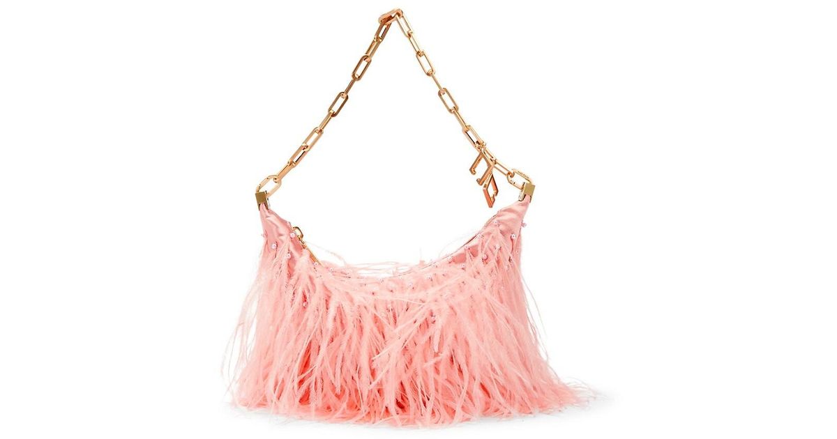 Cult Gaia Feather Chain Hobo Bag in Pink Lyst Canada