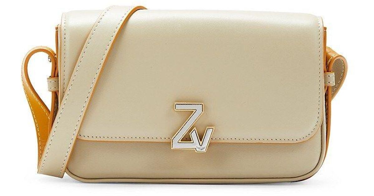 Zadig & Voltaire Logo Leather Crossbody Bag in Natural | Lyst