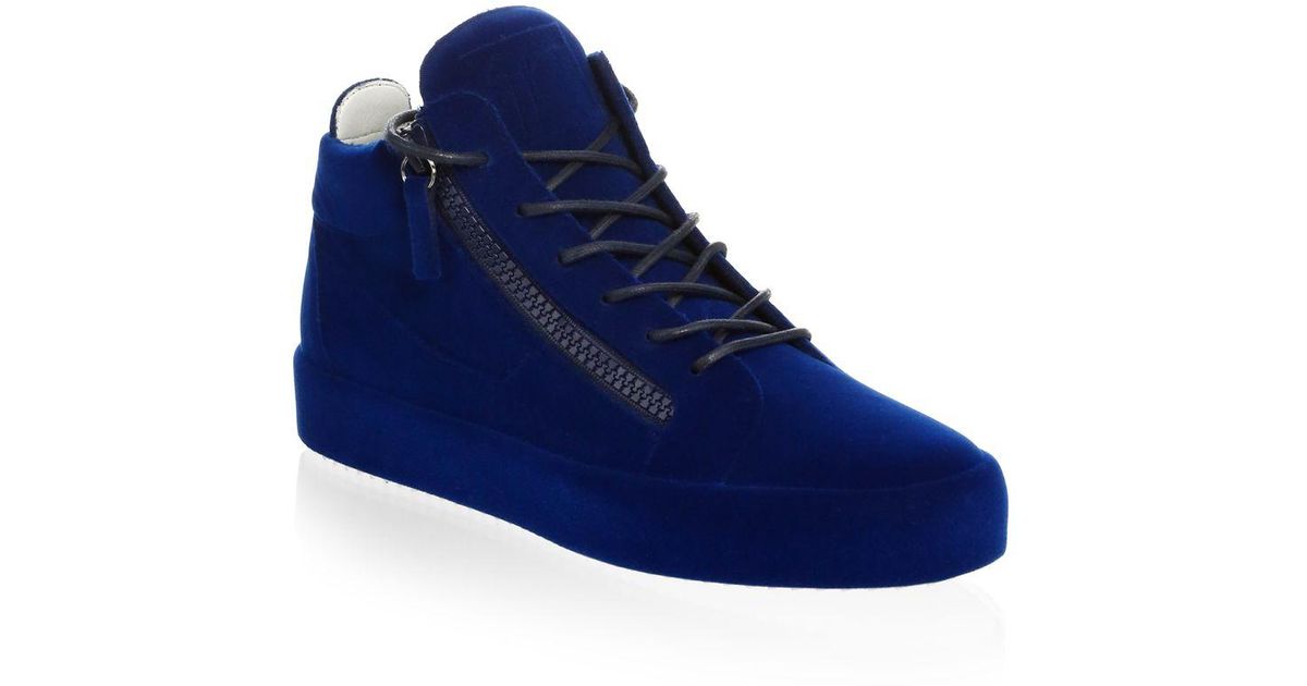 giuseppe zanotti blue velvet sneakers
