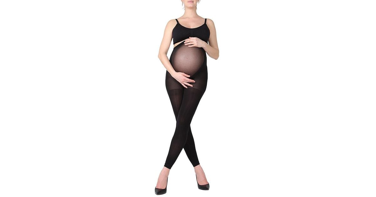 Memoi Opaque Maternity Footless Tights in Black