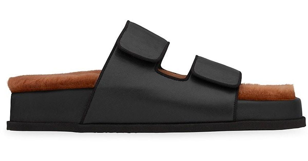 neous dombai shearling lined leather slides