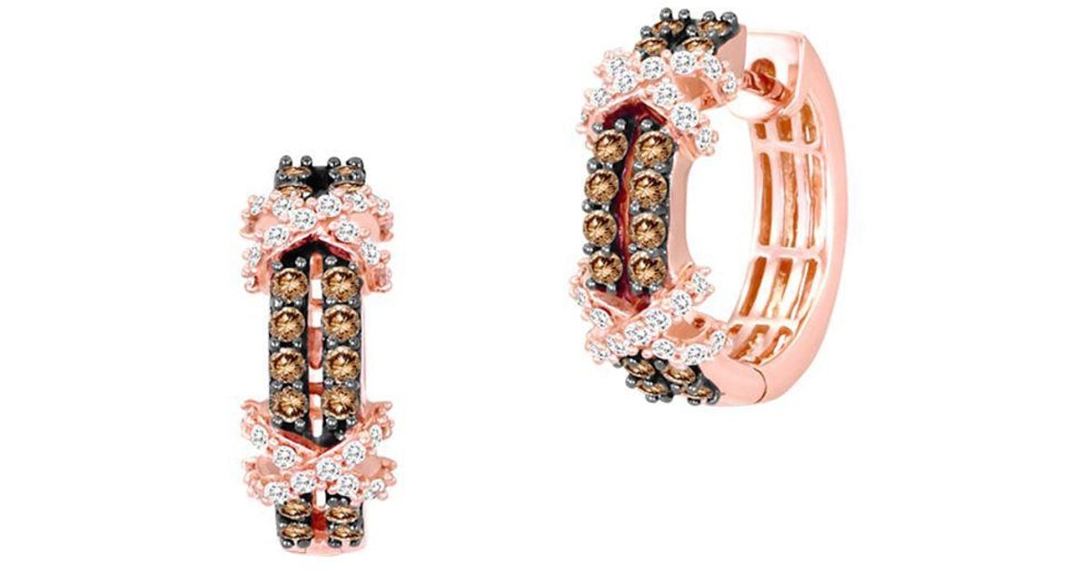 Lyst Le Vian 14k Strawberry Gold Vanilla Diamonds Chocolate Lyst Le Vian 14k Strawberry Gold Vanilla Diamonds Chocolate Huggie Earrings In Metallic