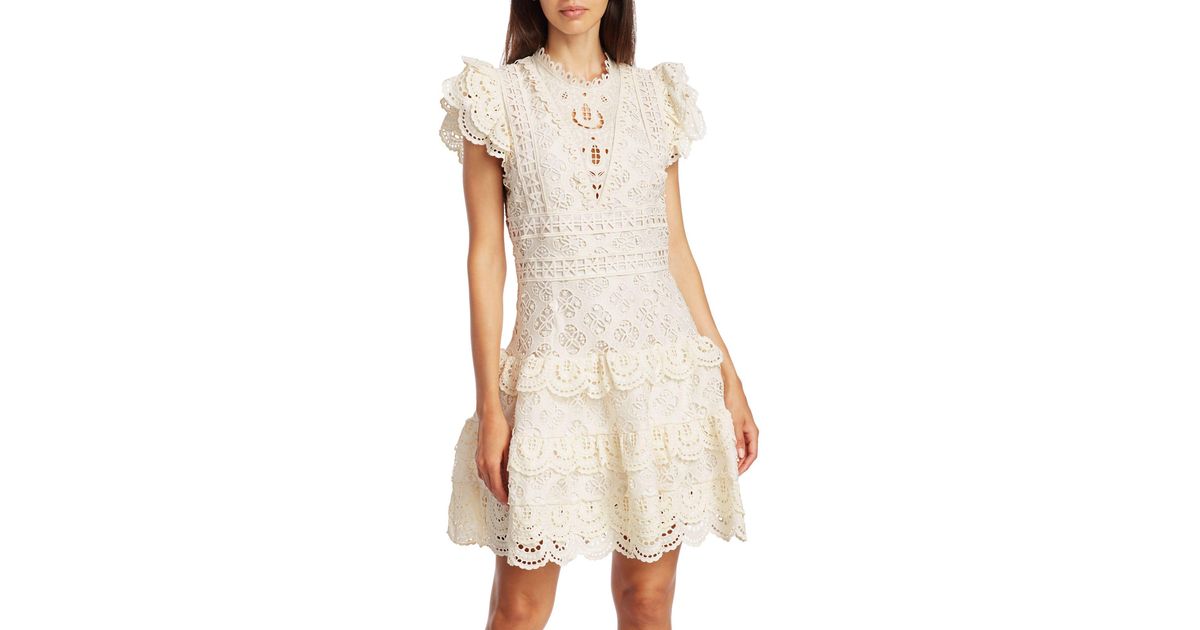 white lace tiered dress