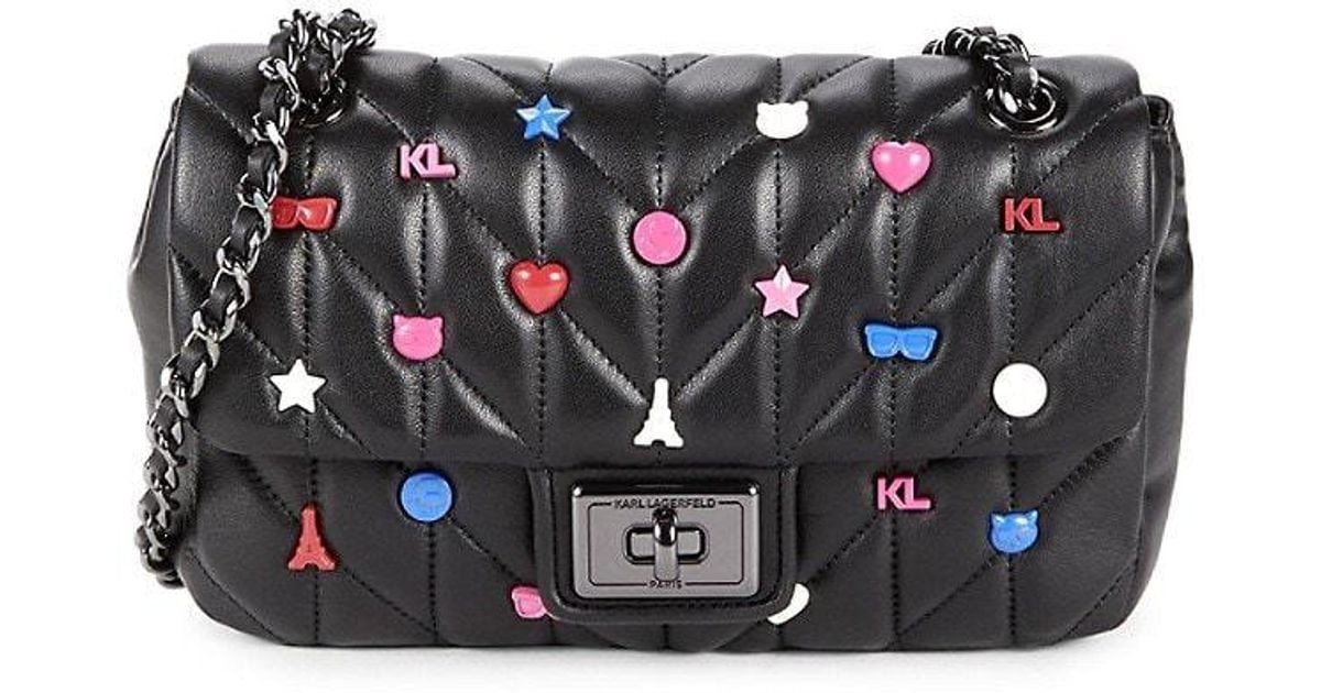 Karl Lagerfeld Agyness Embellished Leather Shoulder Bag in Black Lyst