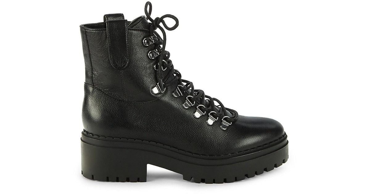 Marc Fisher Leather Combat Boots in Black Leather (Black) Lyst Canada