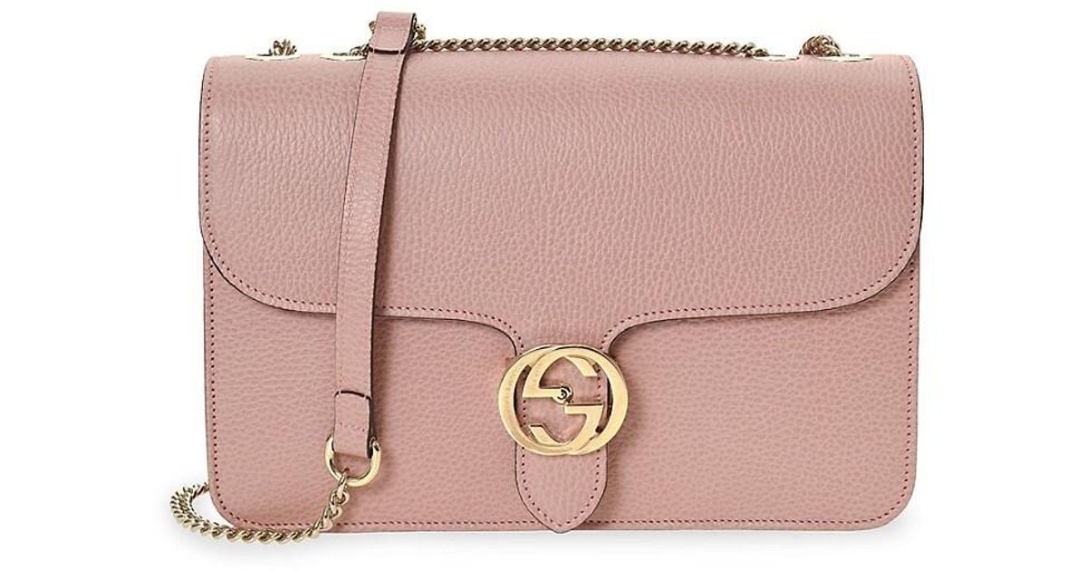 Gucci Pink Pebbled Leather Interlocking G Medium Shoulder Bag - Yoogi's  Closet