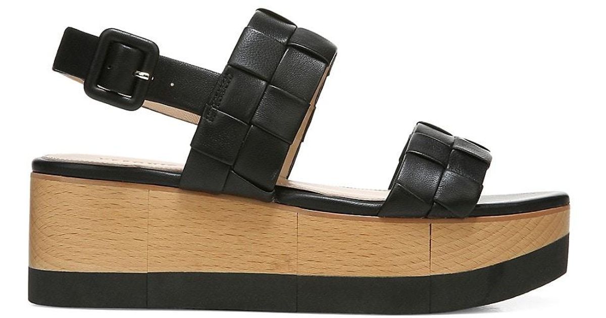 Veronica Beard Wendi Woven Leather Platform Slingback Sandals in Black ...