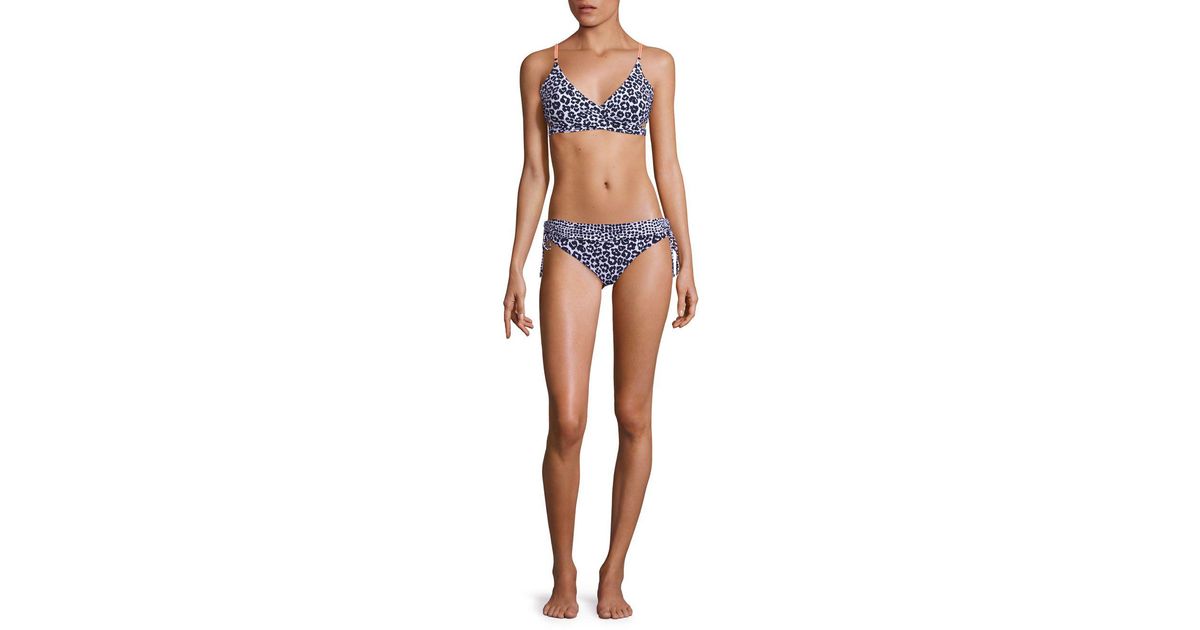 blue animal print bikini