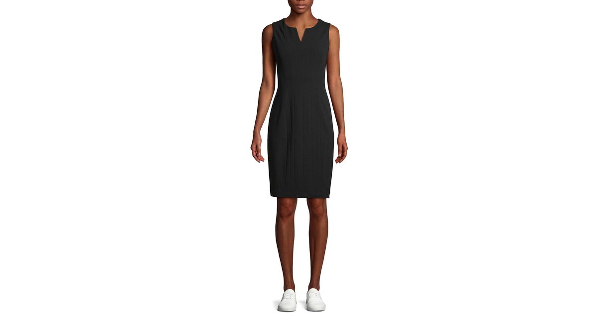 calvin klein split neck sheath dress